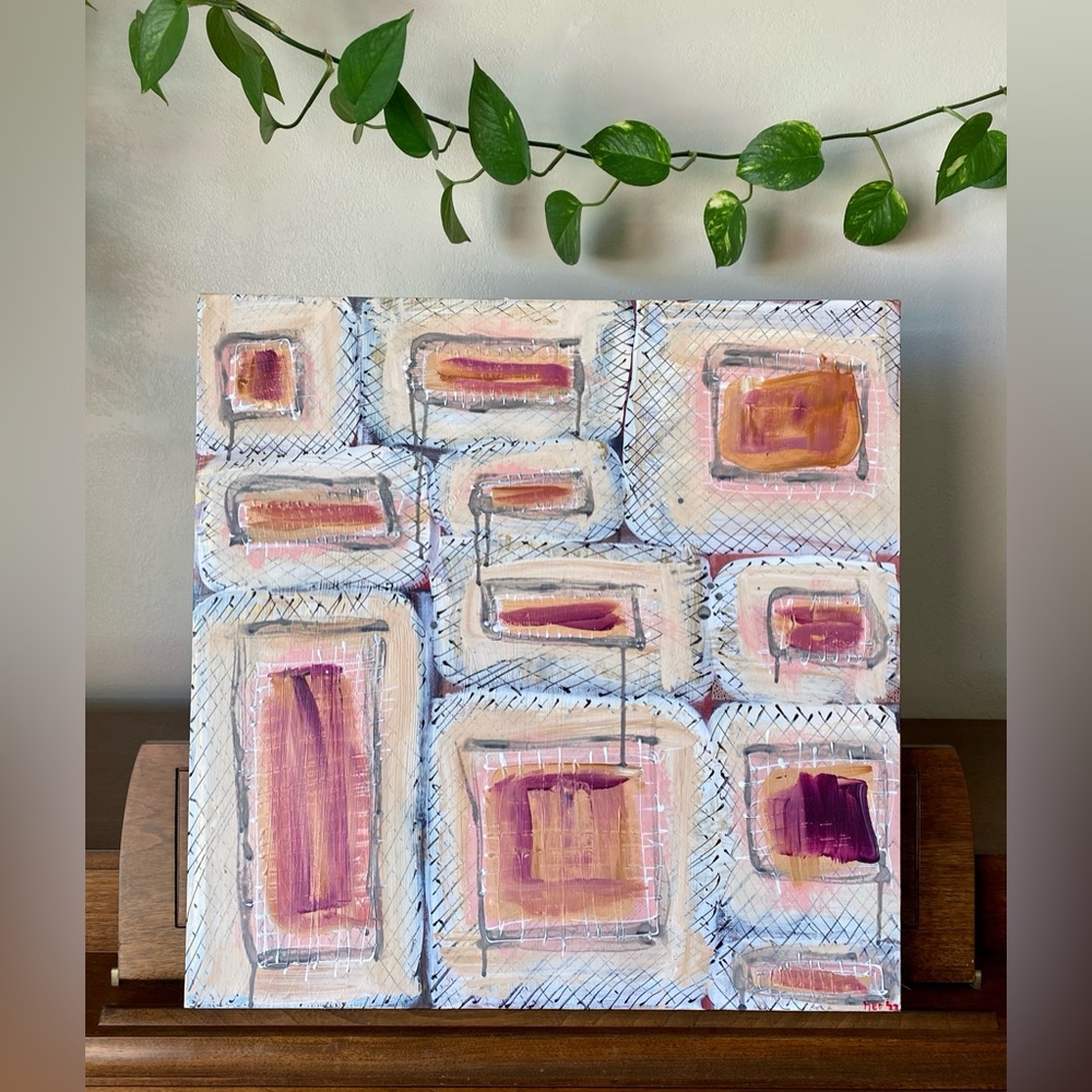 HANDMADE Original Abstract Modern Painting | 'sushi rolls' by me on canvas